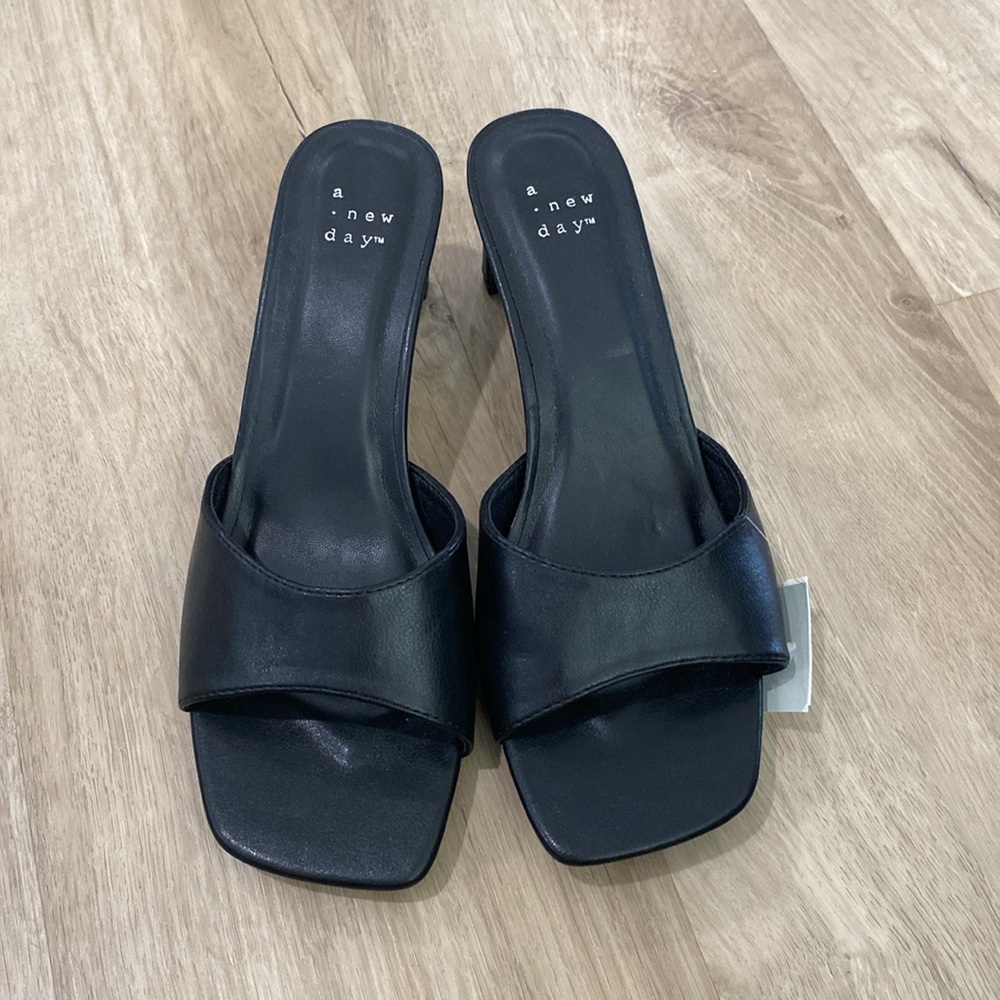a new day Black Square-Toe Slide Kitten Heel Sandals - Picture 2 of 3